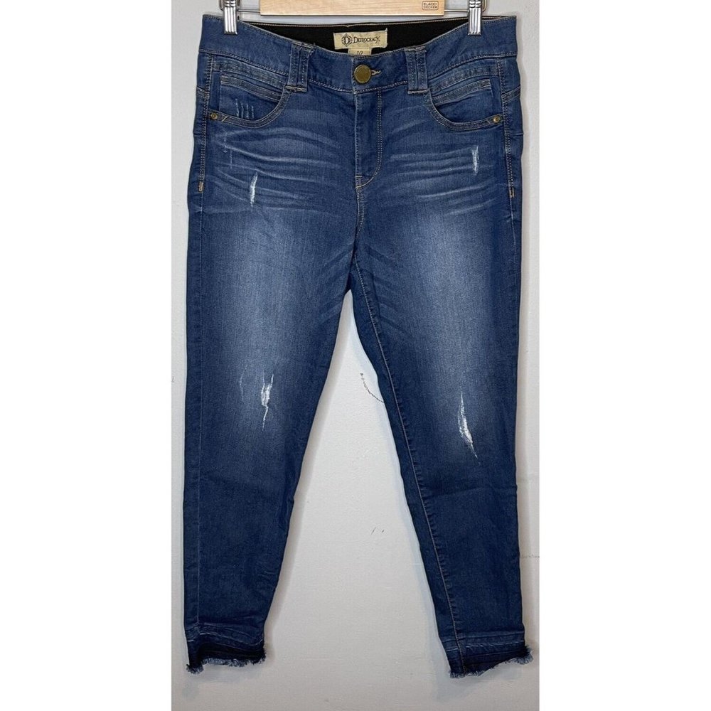 democracy ab technology jeans 10 Denim Pants Slimming Womens Frayed Hem